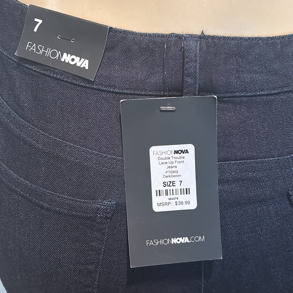 NWT Fashion Nova-  double trouble lace up front jeans size 7 - Picture 5 of 5